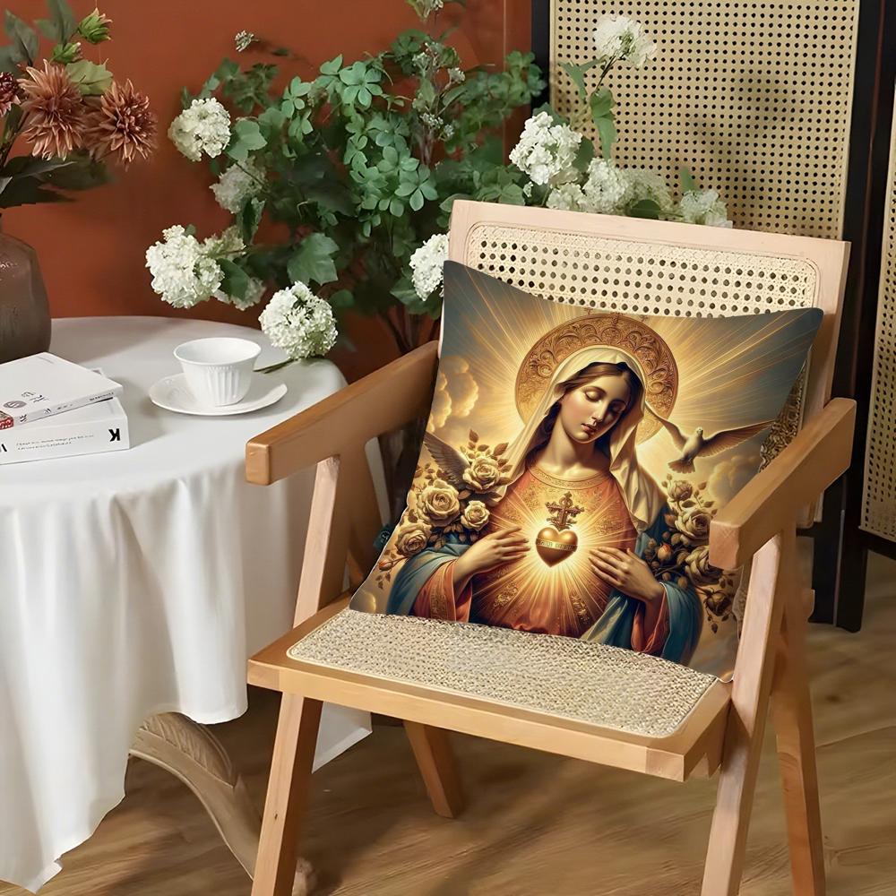 SSacred Aesthetic Art Cushion Cover Silky Short Plush Invisible Zipper Dustproof Sofa Pillow Case for Home Decor