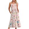 Women's Long Beach Casual Elegant Spaghetti Strap Maxi Dress Floral Low-key Flowing Bohemian Dress