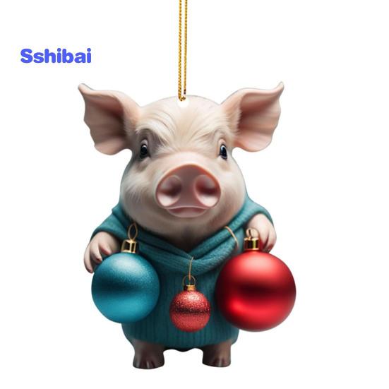 Рождественский кулон очаровательный мультяшный поросенок в форме рождественской елки подвесное украшение для дома праздничные украшения