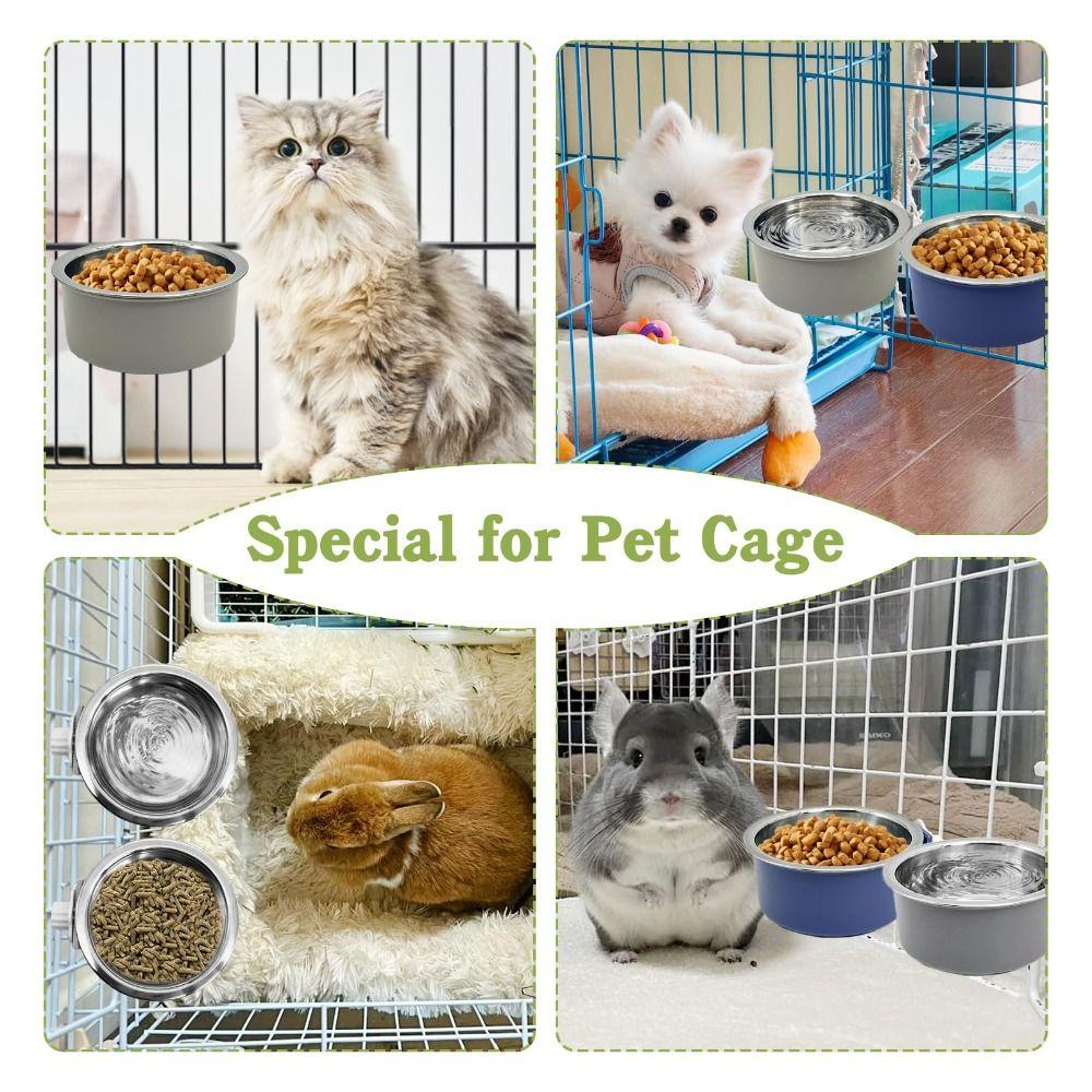 Removable Stainless Steel Dog Bowl Anti-Upset Design Food Water Feeder Hanging Cage Feeder For Pet