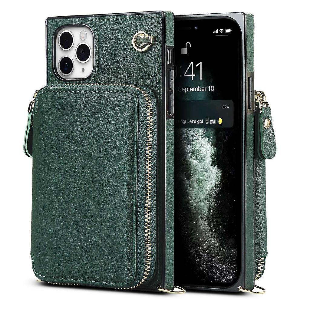 For Iphone 11 Pro Cell Phone Case Tpu+Pu Fall Protection Cover With Long Strap