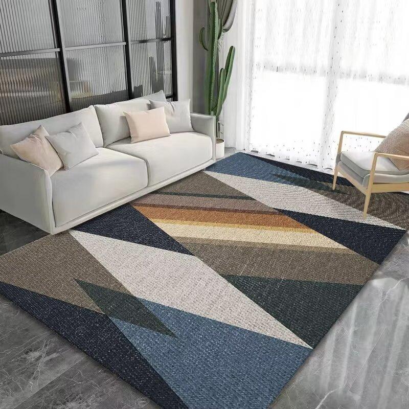 Nordic Light Gray Large Living Room Carpet Light Luxury Decorative Rug for Bedroom Geometric Carpets Non-slip Sofa Side Foot Mat