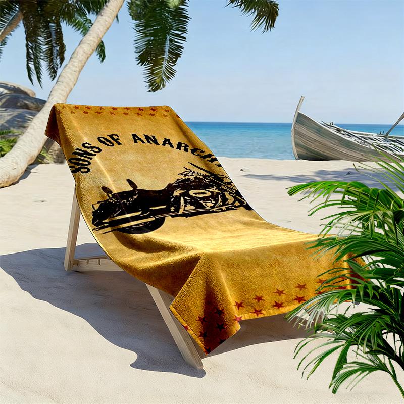 Rebellion Wheels: Sons Anarchy beach towel Beach towel for vacation photos Outdoor camping seaside swim Absorbent bath towel Comfort printing Fashion