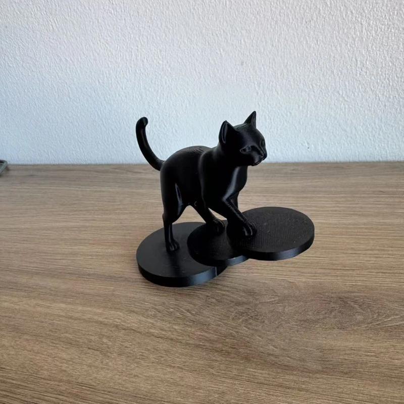 Современная 3D-печатная скульптура прыгающей кошки Геометрический Минималистичный Декор для дома Настольное украшение для гостиной Идеальный подарок для любителей кошек