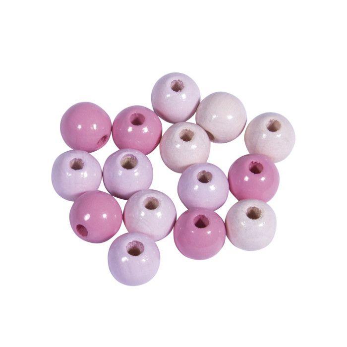 Assort. Perles en bois , FSC 100%, 8mm , tons roses, polies, 84 pces