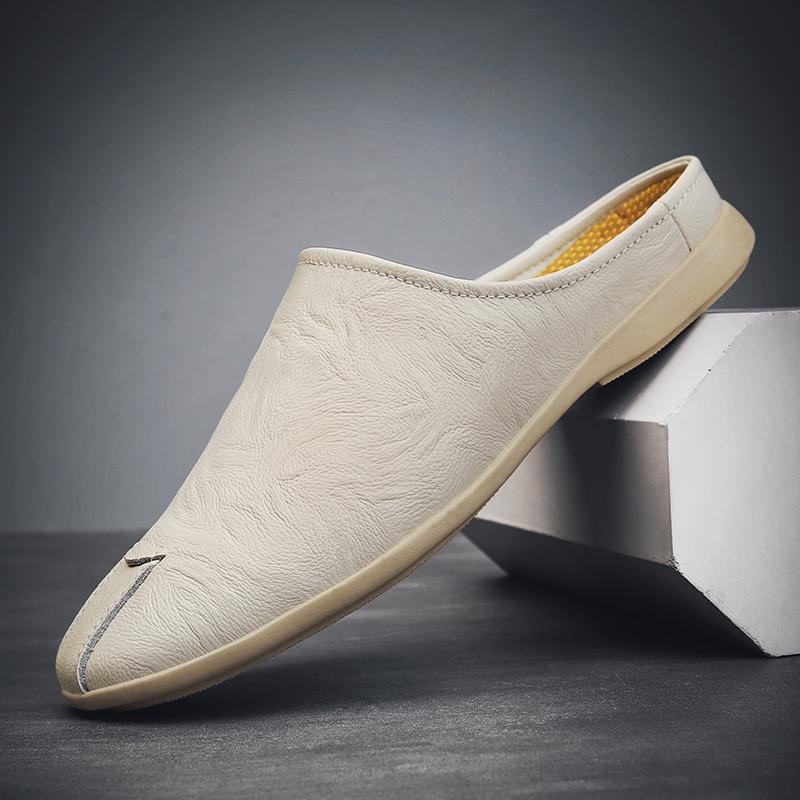 Summer Men'S Flat Bottomed Loafers Soft Soled Comfortable Slippers Lightweight Retro Brown Men'S Casual Shoes