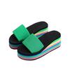 Rainbow Herringbone High-Heel Women's Flip Flops - Summer Beach Sandals