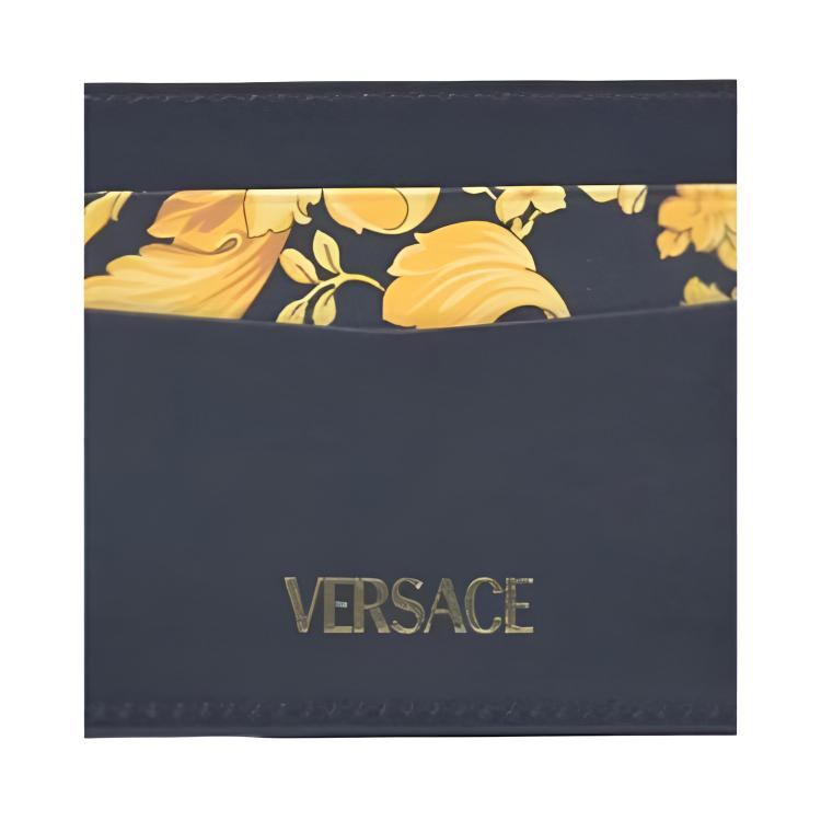 Versace Barocco La Medusa Логотип Кожаный держатель для карт Мужские аксессуары Черный Золотой 1013363-1A10403-5B00V