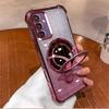 Роскошный чехол-держатель с покрытием, блестками и зеркалом для Samsung S26 S25 S24 S23 S22 S21 Plus Fe Ultra Edge, противоударный силиконовый чехол