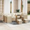 VidaXL 10-Piece Garden Sofa Set with Beige Cushions Poly Rattan Acacia 3361471