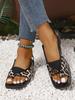 Womens Sandals New Summer Casual Vintage Open Toe Flip Flops Fashion Beach Flat Basic Square Head Leopard Pattern Designer Shoes