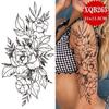 NEW 1PCS Tattoo Temporary Black Sunflower Peony Flower Tattoo Sticker Female Temporary Tattoo Water Transfer Print Waterproof Fake Tattoo Woman