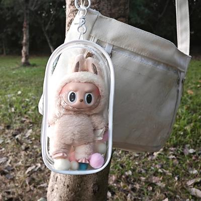 Прозрачная уличная сумка для 18 см мультяшных плюшевых кукол, игрушек, прозрачный мини-чехол Kawaii для брелка, куклы, аниме, фигурки, чехол для хранения