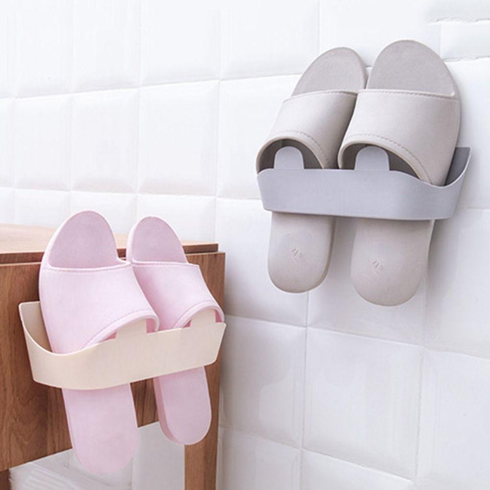 Self Adhesive Slippers Rack Wall Mounted Shoe Drying Rack Simple Shoes Hanger Home