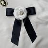 Fabric Camellia Flower Brooch Velvet Bow Tie Ladies College Style Shirt Collar Pins Vintage Wedding Party Brooches For Women