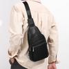 Genuine Leather Single-shoulder Bag, Chest Bag, Fashionable Solid Color Cowhide Crossbody Bag, Casual Chest Bag, Men's Bag