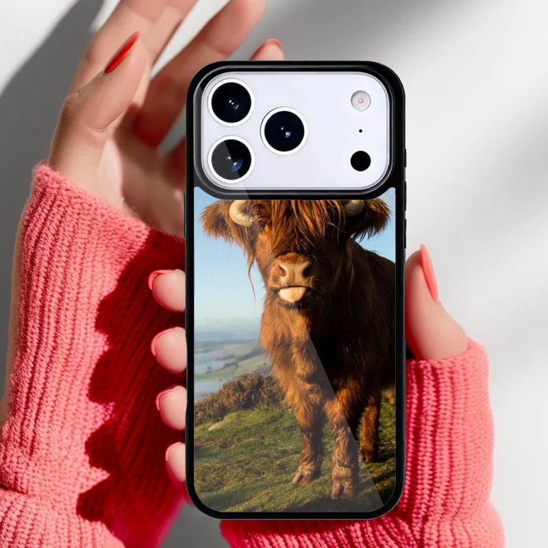 Милый хайлендский бычок мягкий чехол для телефона для iPhone 17 16 15 14 13 Pro Max Задняя крышка для 12 11 Pro Coque