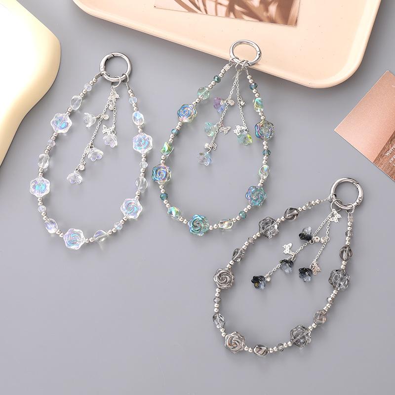 New Gradient Trumpet Flower Pendant Short Phone Chain Women's Bag Charm Keychain Pendant