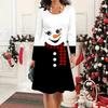 2025 Autumn & Winter Women's New Casual Crew Neck Dress 3D Christmas Pattern Ideal Halloween Christmas Gift