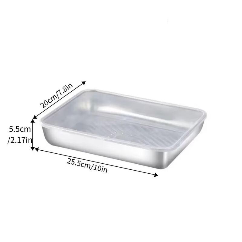 410 Stainless Steel Large Rectangular Dumpling Tray with Lid