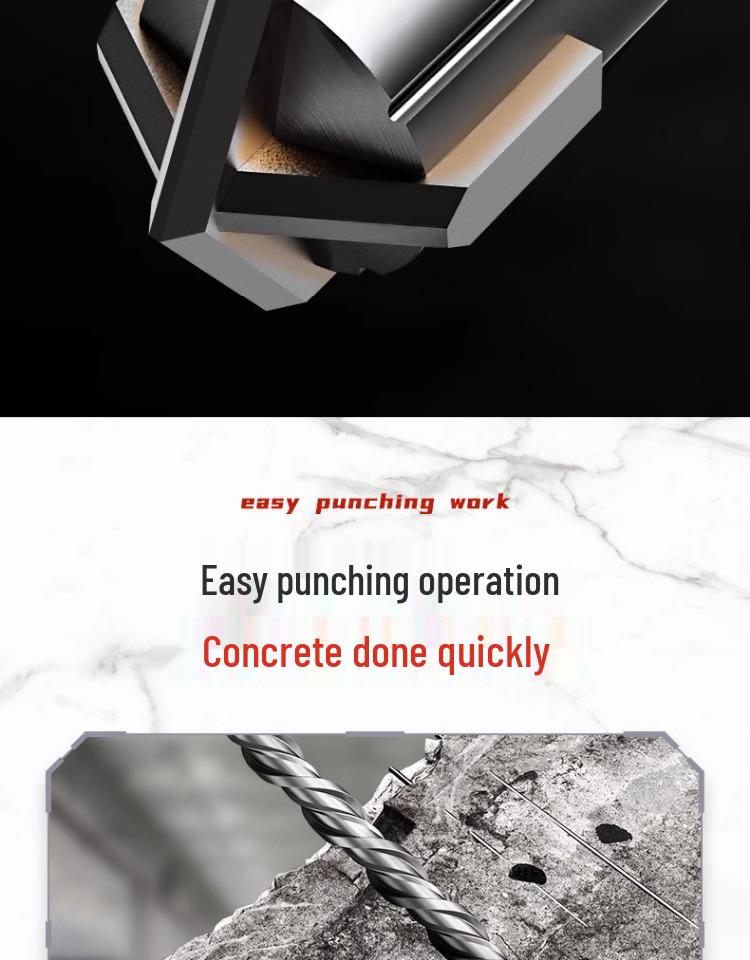 Электрическое сверло для бетона: Круглый и квадратный хвостовик, Проникновение в стену, Вращающаяся головка, Сквозь стену, Удлиненный