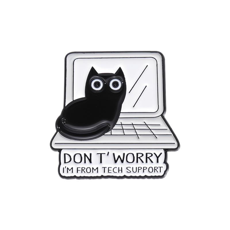 Значок на клавиатуру «Кошка в виде креативного мультяшного кота»: Брошь «Трансграничный программист»