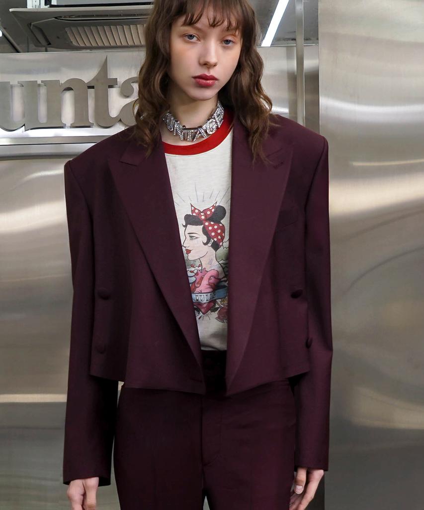 Untage Wool Crop Jacket [Burgundy (Unisex)]_Uth-Fb02