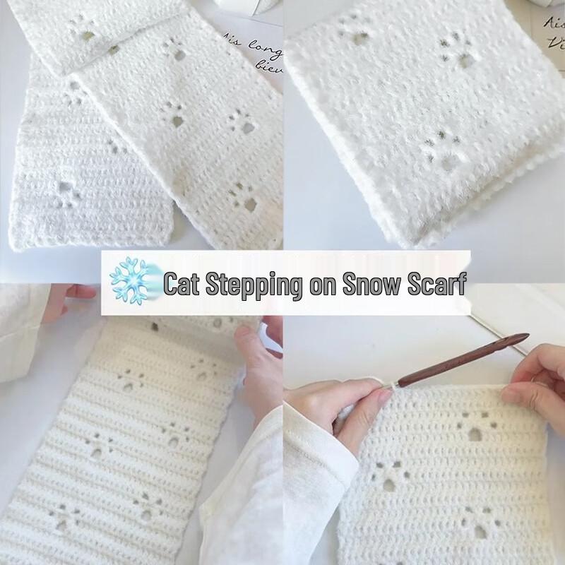 Hand-Knitted Cat Design Winter Scarf