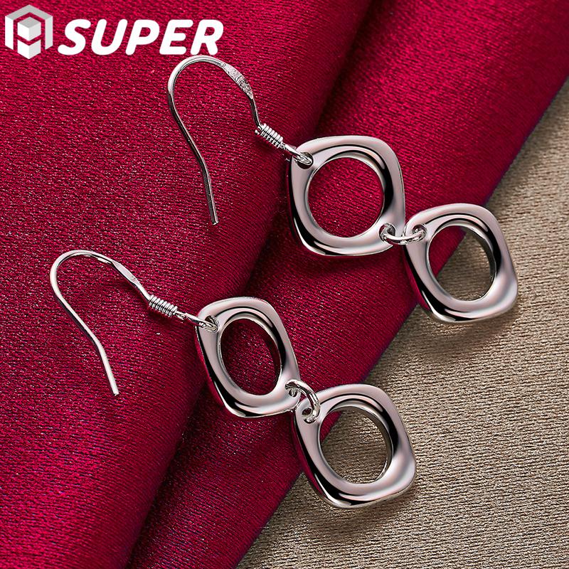 Серьги из стерлингового серебра 925 пробы с двухсторонним круглым отверстием, модные украшения