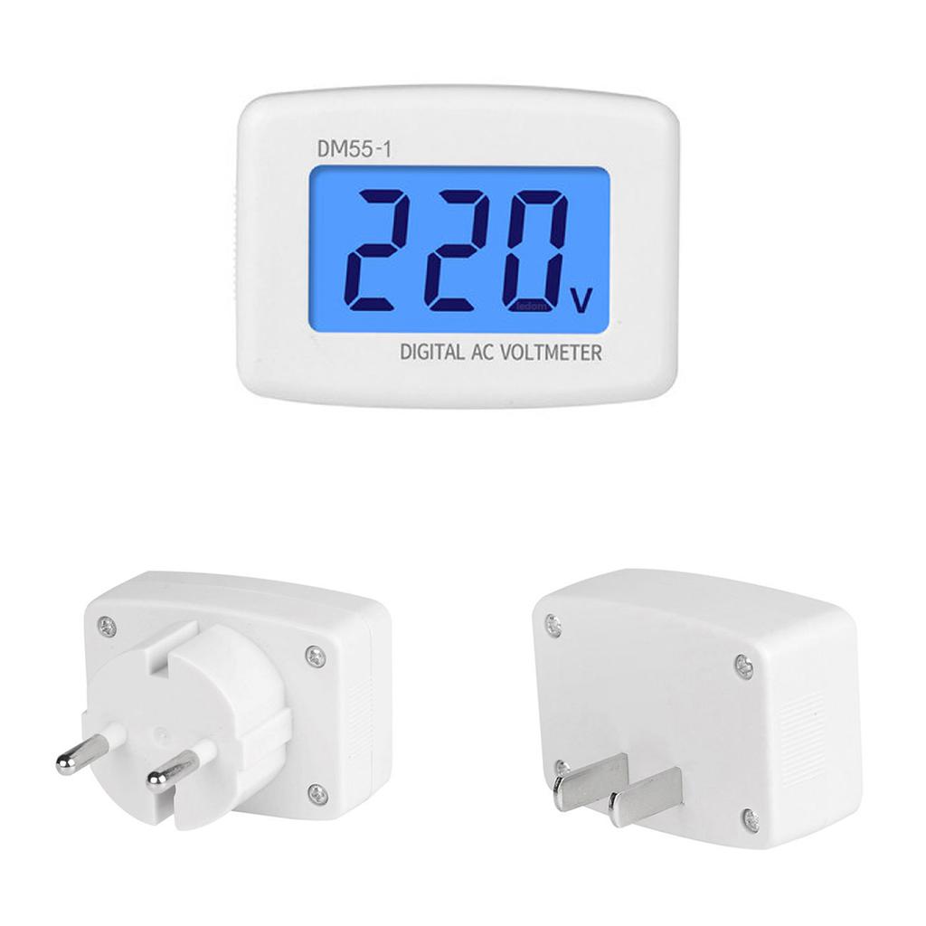 DM55-1 цифровой вольтметр, вилка европейского стандарта США, вольтметр, розетка, тестер напряжения, ЖК-дисплей, измеритель напряжения 110 В, 220 В, настенный плоский измеритель напряжения