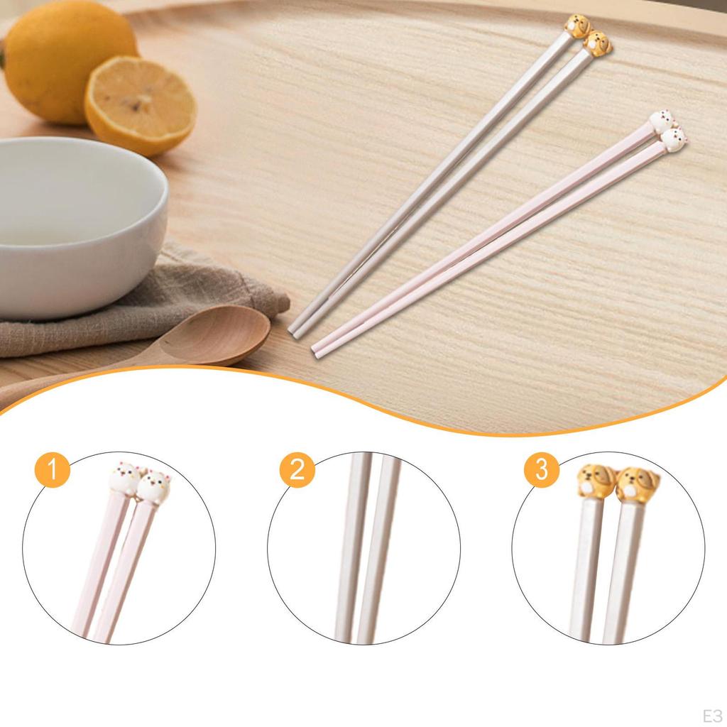 2 шт. Детские палочки для еды многоразовые стекловолоконные палочки для еды наконечник в виде животного для ресторана дома