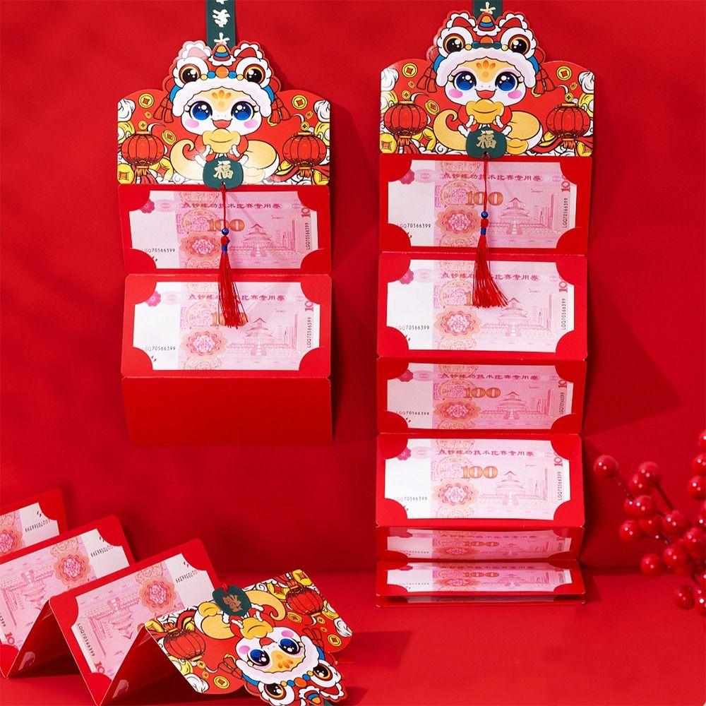 Chinese 2025 Snake Year Folding Red Envelopes Blessing Money Packing Bag Celebration Party