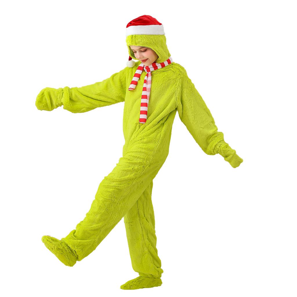 Christmas costume, The Grinch, green-haired monster, Santa Claus, children's clothing, Christmas party, children's performance outfit