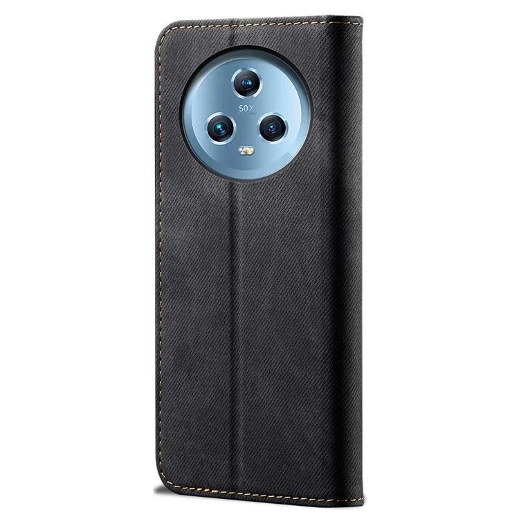 For Honor Magic5 Jeans Cloth Texture Phone Case PU Leather Wallet Stand Phone Cover