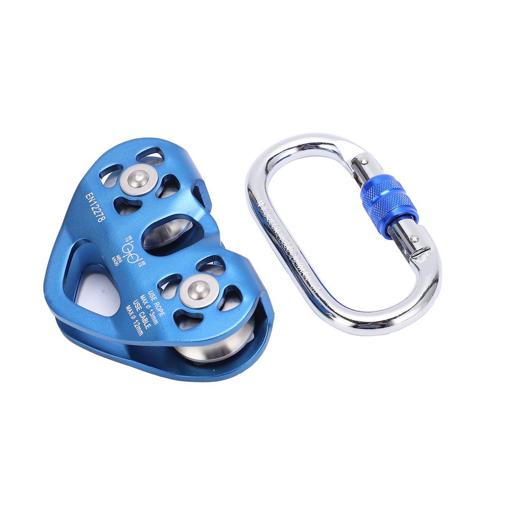 Double Shaft Pulley Aluminum Alloy HeartShaped Hanging Wheel Rock Climbing Machinery Supplies(Blue )