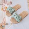 Women Summer Slippers Flat-bottom Fashion Beach Shoes Non-slip Bow Joker Sandals Lightweight Wear-resistant Breathable Simple