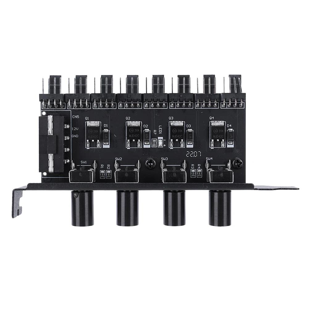 PC Chassis Fan Hub SATA/4 Pin Adapter 8 Channel CPU Cooling Fan HUB 4 Knob PC Case Cooling Fan Hub for CPU Chassis
