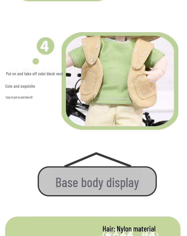 Peach Maruko 4.5" BJD Skateboard Boy Doll with Changeable Clothes - Birthday Gift Figurine