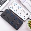 Universal 6-Outlet Power Strip with 2m Cord, USB Ports, US and EU Sockets