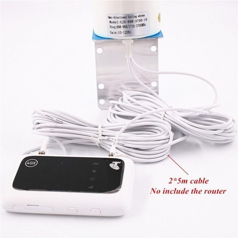 White Dual SMA/TS9/CRC9 Male 3G 4G LTE Outdoor Wall Mount Signal Booster Amplifier Antenna with Fixed Bracket 698-2700MHZ