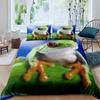 3D Frog Family King Queen Пододеяльник Маленький древесный лягушонок Комплект постельного белья Тропическая природа Животное Пододеяльник Полиэстеровый чехол