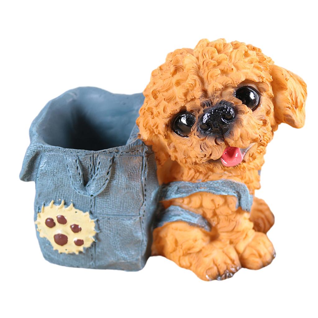 Dog Shape Pencil Cup Decorative Resin Pen Container Desktop Pen Organizers Makeup Brush Stand Office Desk Decoration