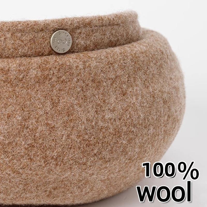 Осенняя шерстяная восьмиугольная ракушка с большой головой, круглая женская ретро-шляпа художника с литературным темпераментом, зимняя теплая повседневная шапка для девочек