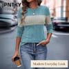 Женские модные повседневные блузки и рубашки JPNTKY с круглым вырезом и длинным рукавом