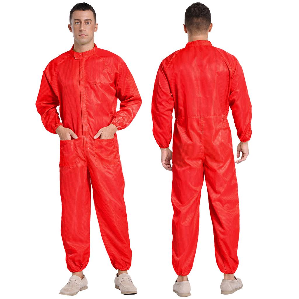 Stand Collar Front Zip Jumpsuit M-5XL - Mens Adults Anti-static Dustproof Full-body Coveralls for Workshop Worker