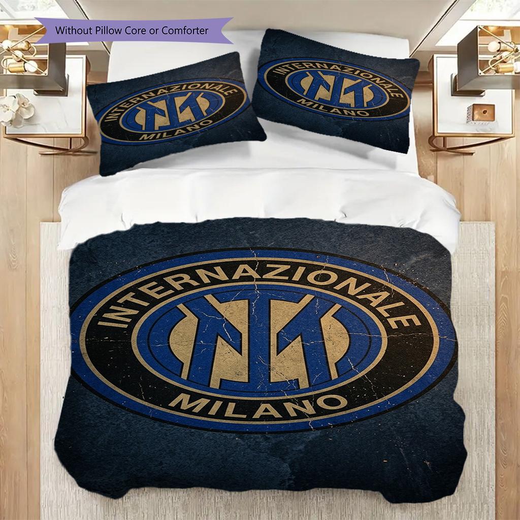 Inter Milan Emblem Artistry Bedding (1 * duvet cover + 2 * pillowcase, without core) Soft and comfortable Duvet cover and pillowcase