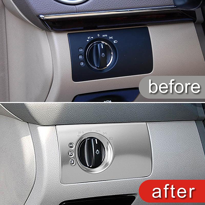 Car Accessories Headlight Switch Cover Control Head Lamp Button Frame Decoration Sticker For Mercedes Benz ML 2006 2007 GL 2008