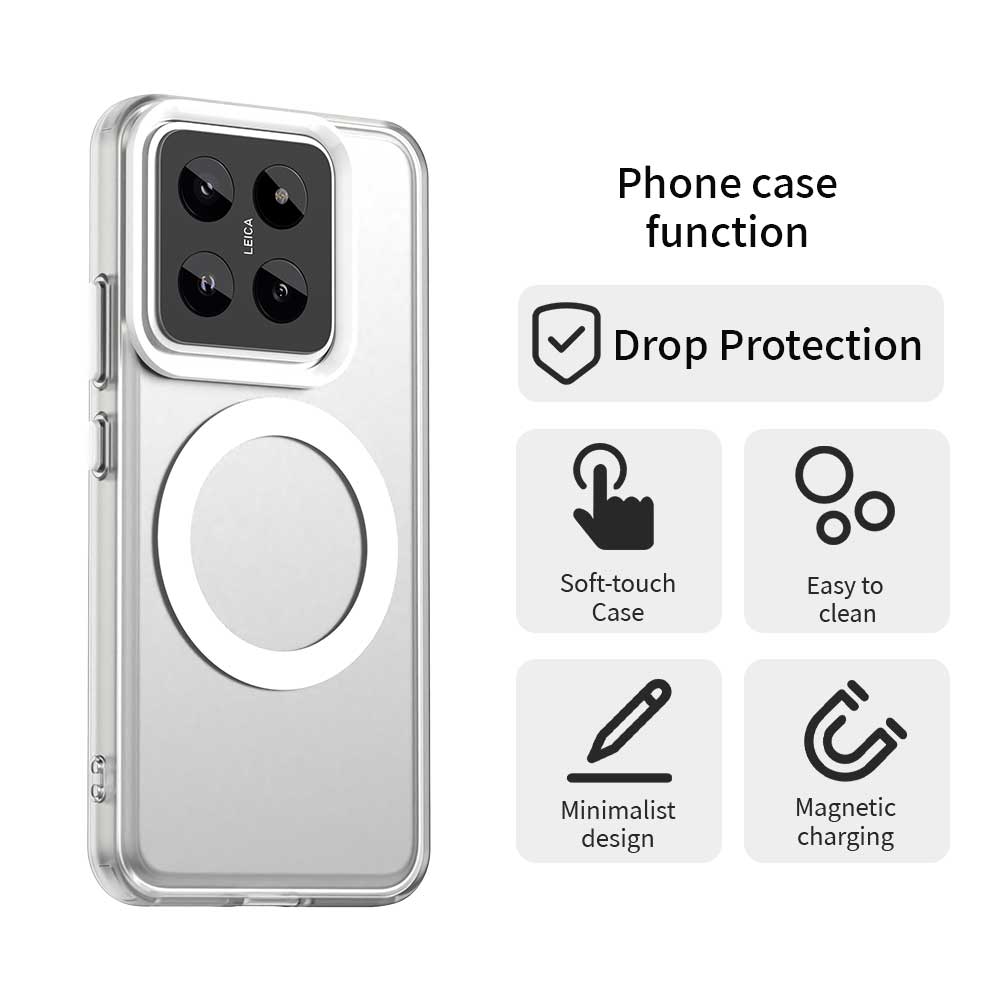For Xiaomi 14 Pro Case Compatible with MagSafe PC+TPU+PET Anti-Drop Phone Cover