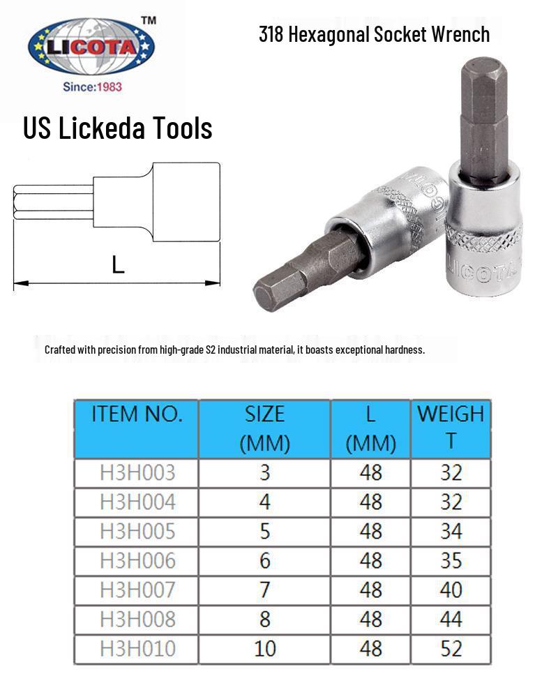 Набор 3/8" шестигранных головок LICOTA (3-10mm)
