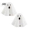 Vintage Style Ghost Figurine Light Up Halloween Decoration, Cute Spooky with Holiday Tabletop Ornament Warm LED for Indoor Mantel Fireplace Home Party